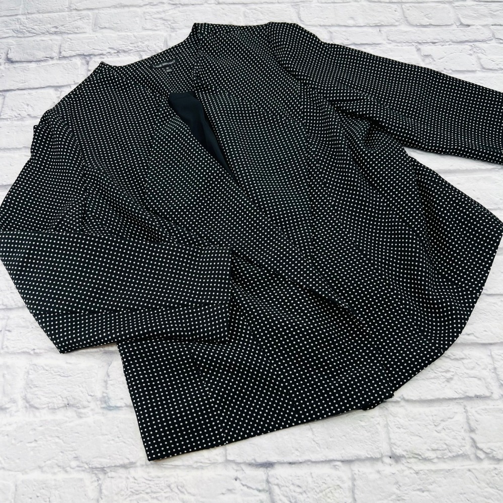 Lane Bryant Black White Polka Dot Open Front Blazer Jacket Plus Size 20